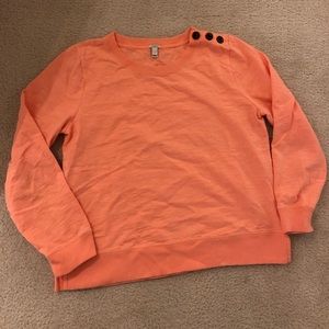J.Crew Peach Button-Shoulder Sweatshirt